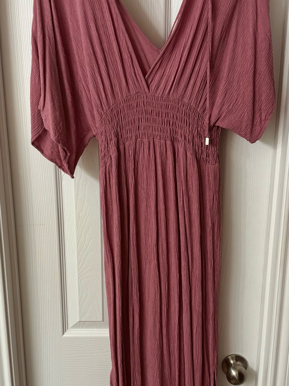 Love Stitch Dusty Rose V-Neck Smocked Waist Maxi Dress